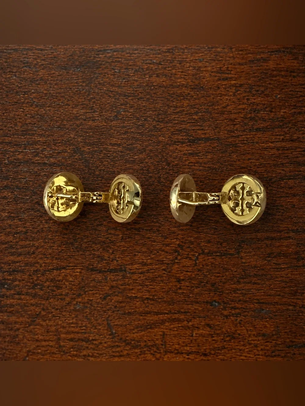 Tory Burch Double T Enamel Crystal Clip-On Earrings